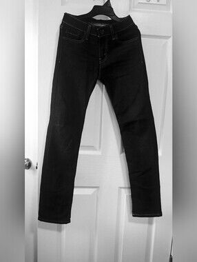 Levi's 511 Slim Fit Black Wash Stretch Denim Jeans Contrast Stitching